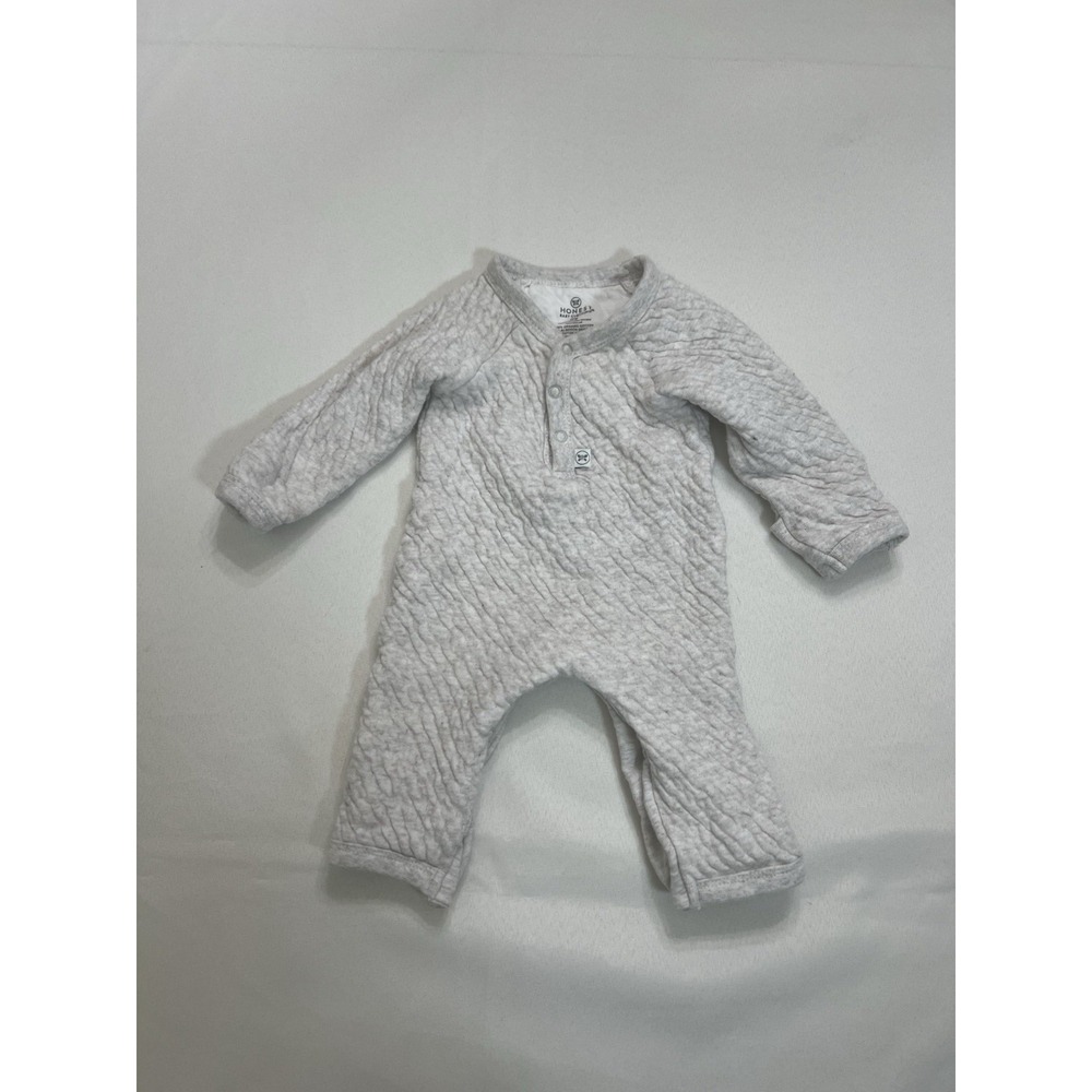 Honest Baby Newborn Sleeper Outfit 0 Gray Full Snap Organic Cotton Mitten Sleeve